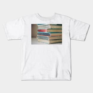 Colorful Vintage Hardcover Book Stack Kids T-Shirt